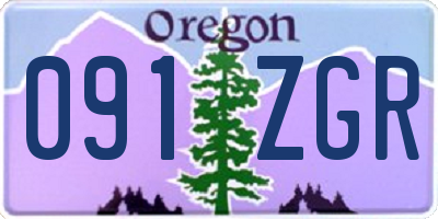 OR license plate 091ZGR