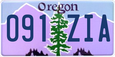 OR license plate 091ZIA
