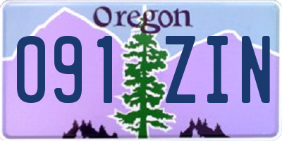 OR license plate 091ZIN