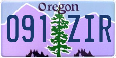 OR license plate 091ZIR