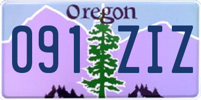 OR license plate 091ZIZ