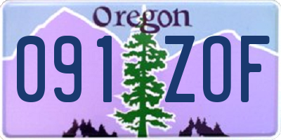 OR license plate 091ZOF