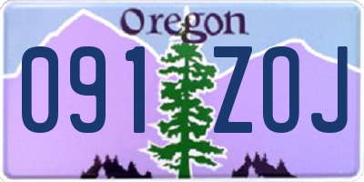 OR license plate 091ZOJ