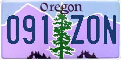 OR license plate 091ZON