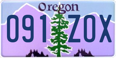 OR license plate 091ZOX