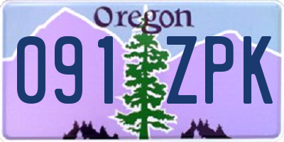 OR license plate 091ZPK