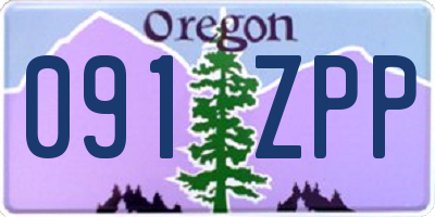 OR license plate 091ZPP