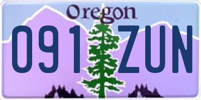 OR license plate 091ZUN