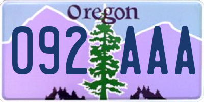 OR license plate 092AAA