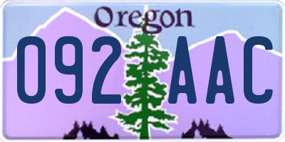 OR license plate 092AAC