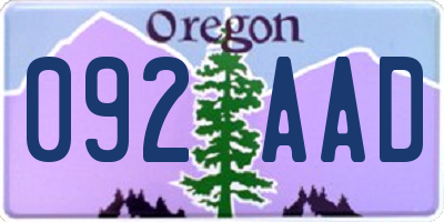 OR license plate 092AAD