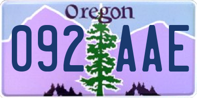 OR license plate 092AAE