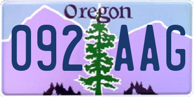 OR license plate 092AAG