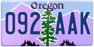 OR license plate 092AAK