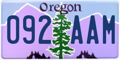 OR license plate 092AAM