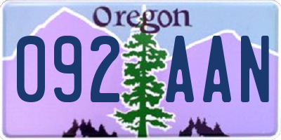 OR license plate 092AAN