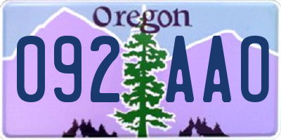OR license plate 092AAO