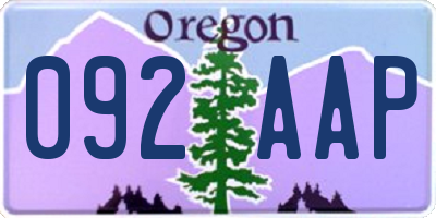 OR license plate 092AAP