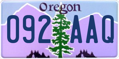 OR license plate 092AAQ