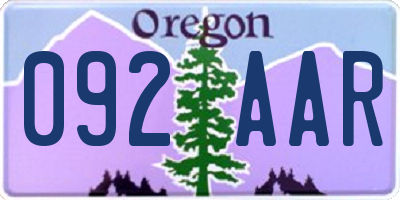 OR license plate 092AAR