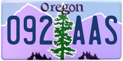 OR license plate 092AAS