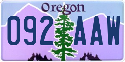 OR license plate 092AAW