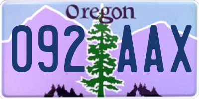 OR license plate 092AAX
