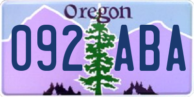 OR license plate 092ABA
