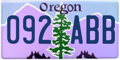 OR license plate 092ABB