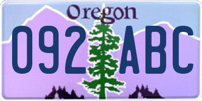 OR license plate 092ABC