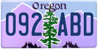 OR license plate 092ABD