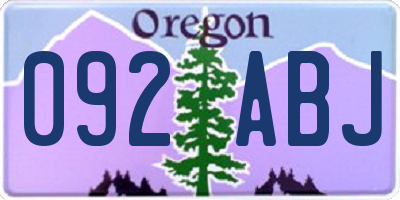 OR license plate 092ABJ