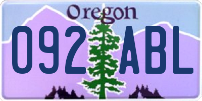 OR license plate 092ABL
