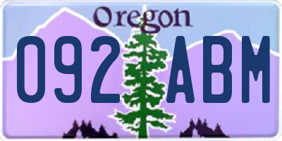 OR license plate 092ABM