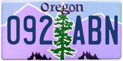 OR license plate 092ABN