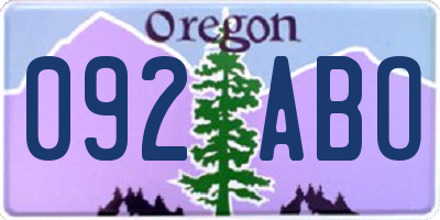 OR license plate 092ABO