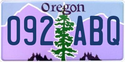 OR license plate 092ABQ