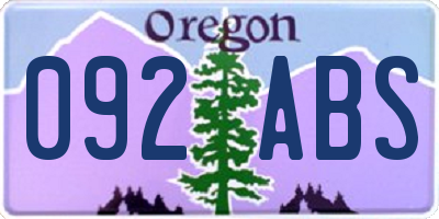 OR license plate 092ABS