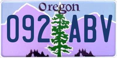 OR license plate 092ABV