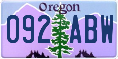 OR license plate 092ABW