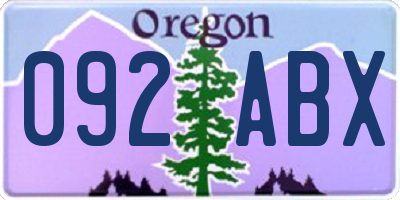 OR license plate 092ABX