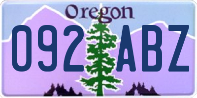 OR license plate 092ABZ