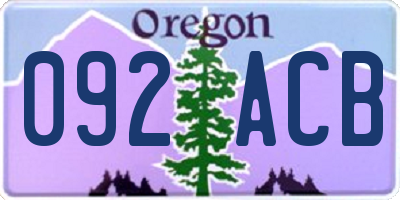 OR license plate 092ACB