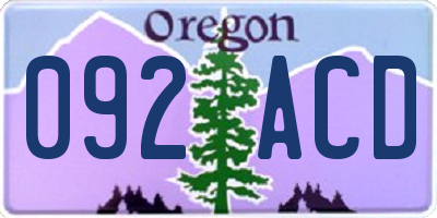 OR license plate 092ACD