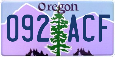 OR license plate 092ACF
