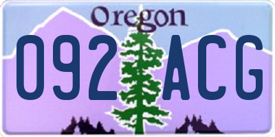 OR license plate 092ACG