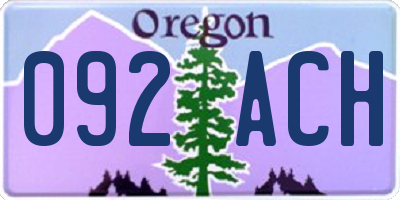 OR license plate 092ACH