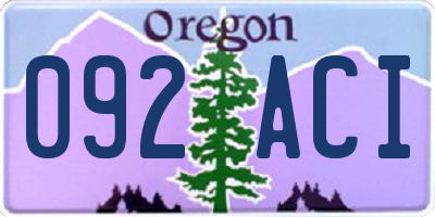 OR license plate 092ACI