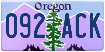 OR license plate 092ACK