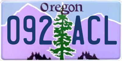 OR license plate 092ACL